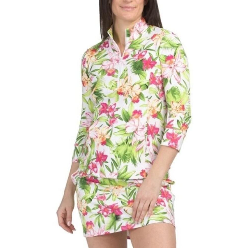 Tommy Bahama Upf 50 Quarter Zip Pullover Jacket Tallen Tropic Raspberry Size XS